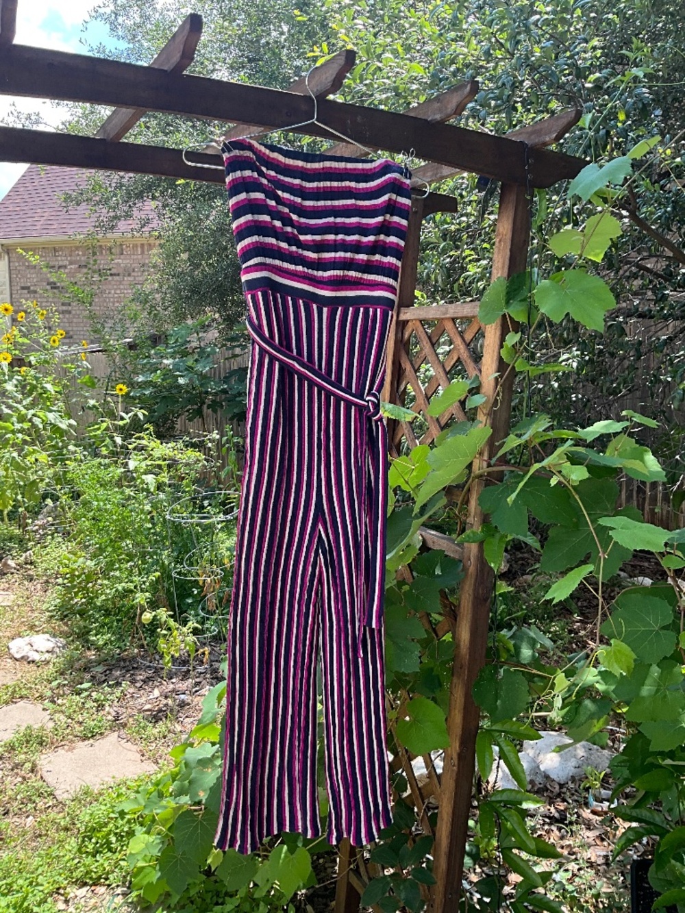 Anthropologie Maeve Striped Strapless Jumpsuit, XS